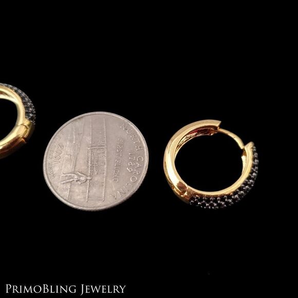 Black & Gold Hoop Earrings - Picture 4 of 4